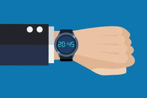 Hand checking heart rate on smart watch. Stock Illustration
