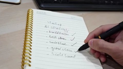 Hand Checking Startup AI Strategy List Stock Footage 340300333