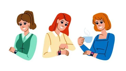 Hand checking time woman vector Stock Illustration