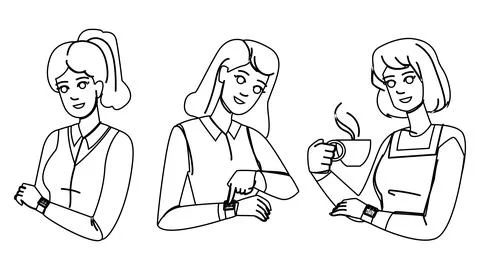 Hand checking time woman vector Stock Illustration