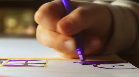 Hand of child drawing Stock Footage 47823880