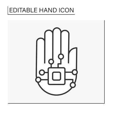 Hand with chip line icon Stock Illustration