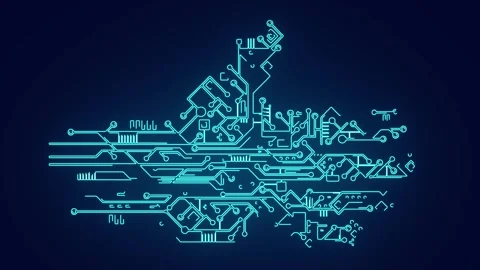 Hand chipset artificial intelligence circuit low poly futuristic technology  Stock Footage 241073138