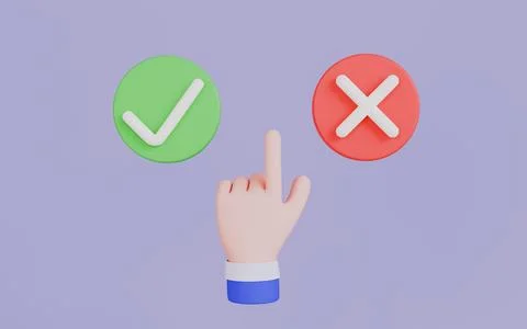 Hand choosing button choices between correct and incorrect Stock Illustration