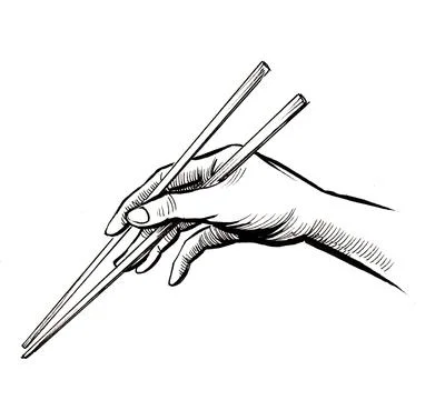 Hand with chopsticks Stock Illustration