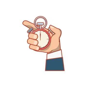 Hand with chronometer time isolated icon Illustrazione stock