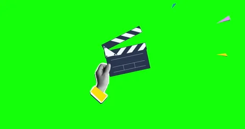 Hand with clapperboard. Green screen background.  4K stop motion animation Stock Footage 326801178