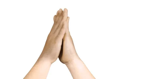 Hand clapping isolated white Stock Footage 76496397