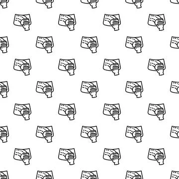 Hand cleaning a car windshield seamless pattern background Stock Illustration