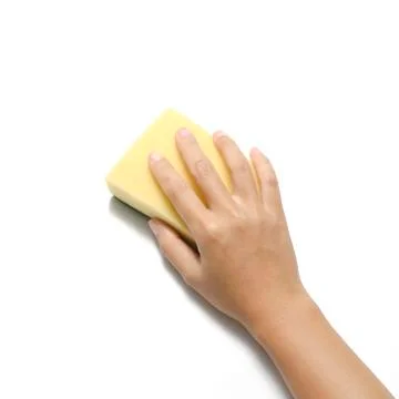 Hand with cleaning sponge Stock Photos
