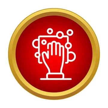 Hand cleaning a surface with soap bubbles icon Stock Illustration