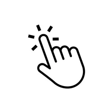 Hand click button. Mouse cursor. Web pointer press or touch website element.  Illustrazione stock