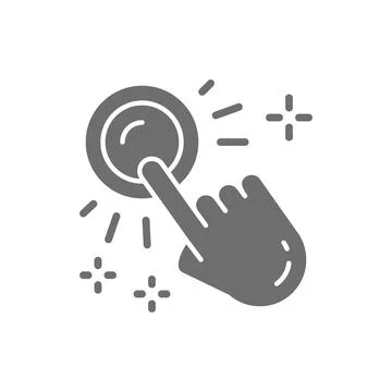 Hand click, button press, finger touch, pointer grey icon. 스톡 일러스트