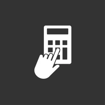 Hand, click, calculator icon. Vector illustration, flat design. Stock Illustration