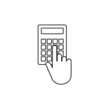 Hand, click, calculator icon. Vector illustration, flat design. Illustrazione stock