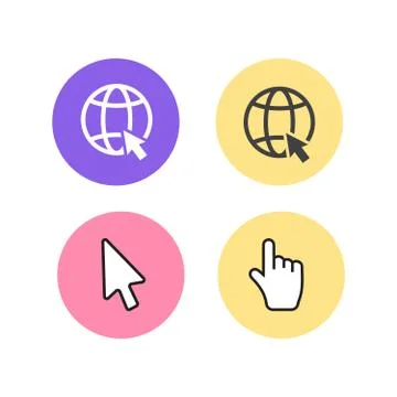 Hand click cursor or pointer icon. Mouse computer cursor Illustrazione stock