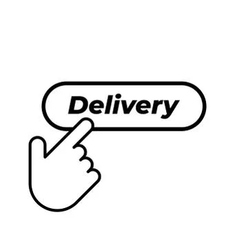 Hand click on Delivery Button icon in trendy outline style design. Vector gra Stock Illustration