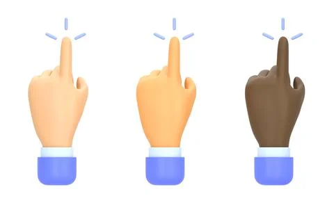 Hand click icon, character arm taps screen to touch fingerprint scan, computer 스톡 일러스트