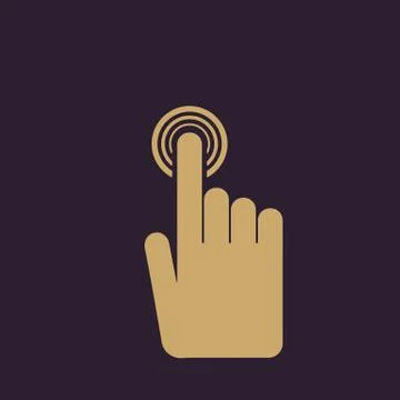 The hand click icon. Cursor symbol. Flat Stock Illustration