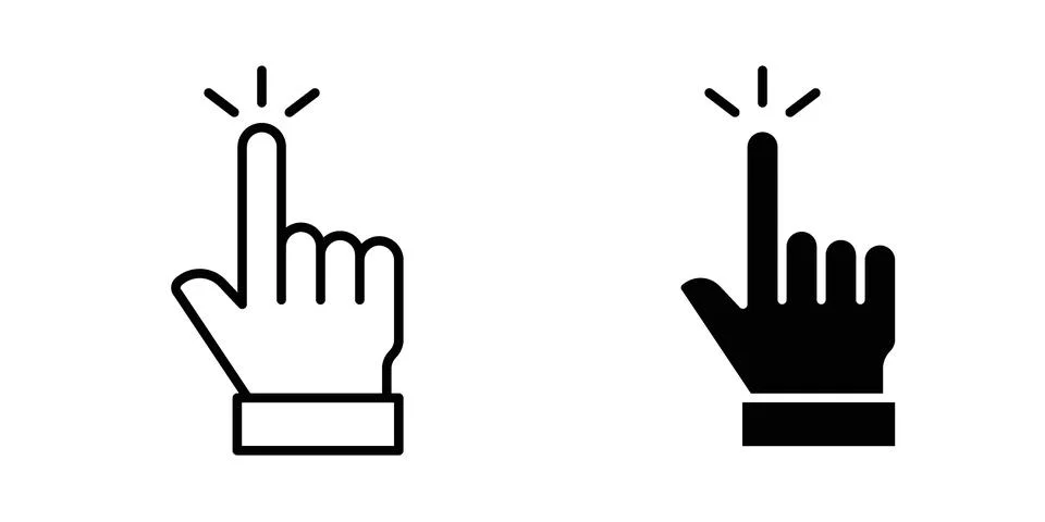 Hand click icon for design projects and web UI Stock Illustration