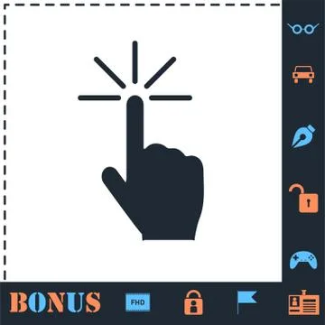 Hand click icon flat Stock Illustration