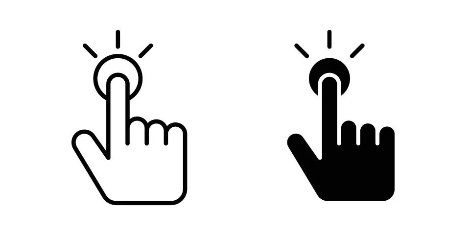 Hand click icon linear versions pack on white background Stock Illustration