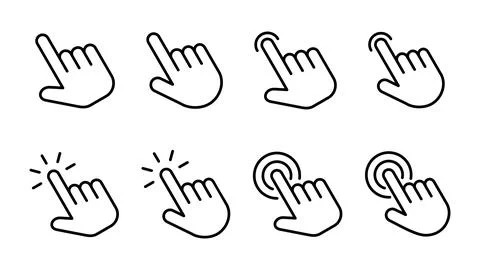 Hand click icon set. pointer icon vector. hand cursor icon vector Illustrazione stock