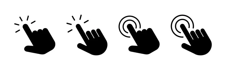Hand click icon set. pointer icon vector. hand cursor icon vector Illustrazione stock