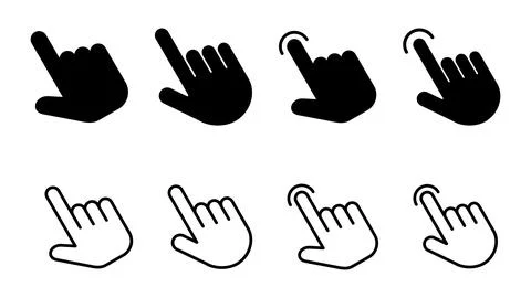 Hand click icon set. pointer icon vector. hand cursor icon vector Illustrazione stock