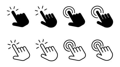 Hand click icon set. pointer icon vector. hand cursor icon vector Stock Illustration