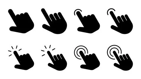 Hand click icon set. pointer icon vector. hand cursor icon vector Illustrazione stock