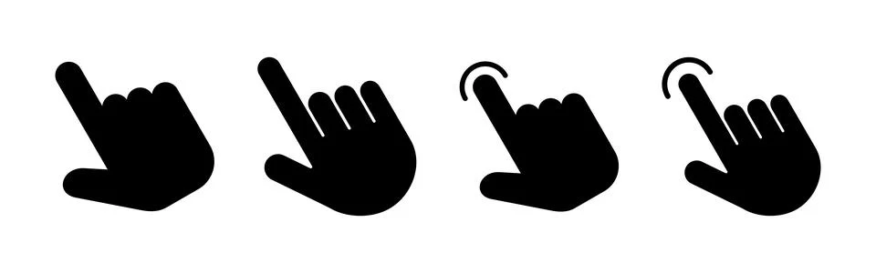 Hand click icon set. pointer icon vector. hand cursor icon vector Stock Illustration