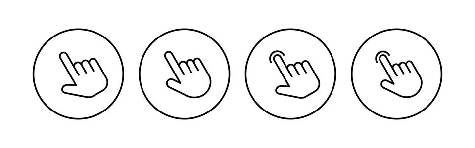 Hand click icon set. pointer icon vector. hand cursor icon vector Stock Illustration