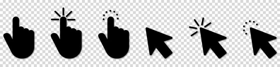 Hand click icon set. Vector pointer icons Stock Illustration