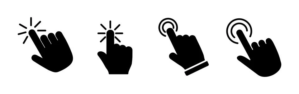 Hand click icon vector. clicking finger icon. pointer icon Illustrazione stock