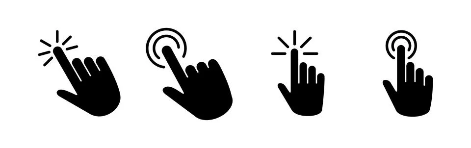 Hand click icon vector. clicking finger icon. pointer icon Illustrazione stock