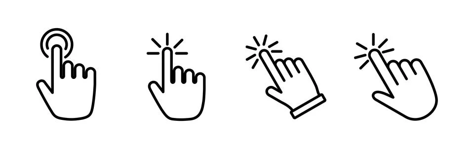 Hand click icon vector. clicking finger icon. pointer icon Illustrazione stock