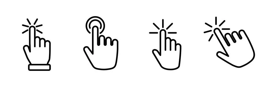 Hand click icon vector. clicking finger icon. pointer icon Illustrazione stock