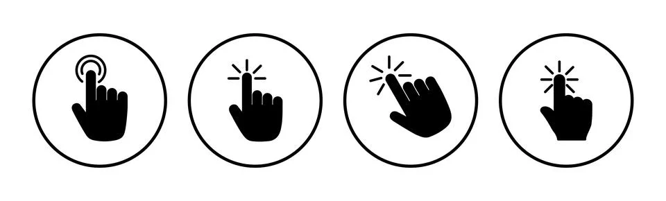 Hand click icon vector. clicking finger icon. pointer icon Illustrazione stock
