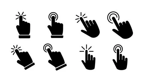 Hand click icon vector. clicking finger icon. pointer icon Illustrazione stock