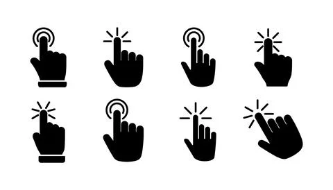 Hand click icon vector. clicking finger icon. pointer icon Illustrazione stock