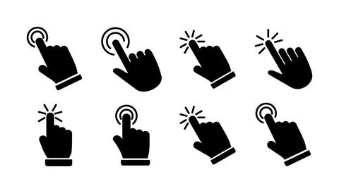 Hand click icon vector. clicking finger icon. pointer icon Illustrazione stock