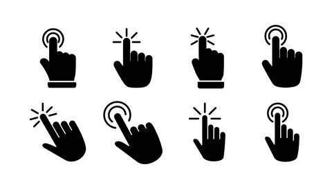 Hand click icon vector. clicking finger icon. pointer icon Illustrazione stock