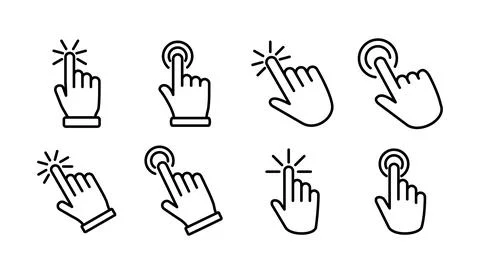 Hand click icon vector. clicking finger icon. pointer icon Illustrazione stock