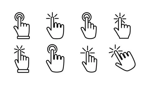 Hand click icon vector. clicking finger icon. pointer icon Illustrazione stock