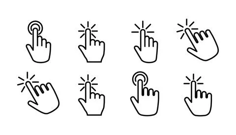 Hand click icon vector. clicking finger icon. pointer icon Illustrazione stock