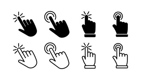 Hand click icon vector. clicking finger icon. pointer icon Illustrazione stock