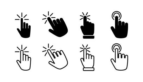 Hand click icon vector. clicking finger icon. pointer icon Illustrazione stock