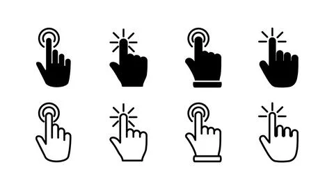 Hand click icon vector. clicking finger icon. pointer icon 스톡 일러스트
