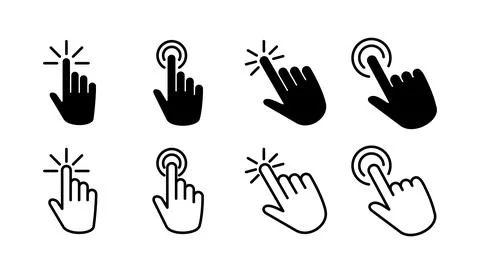Hand click icon vector. clicking finger icon. pointer icon Illustrazione stock
